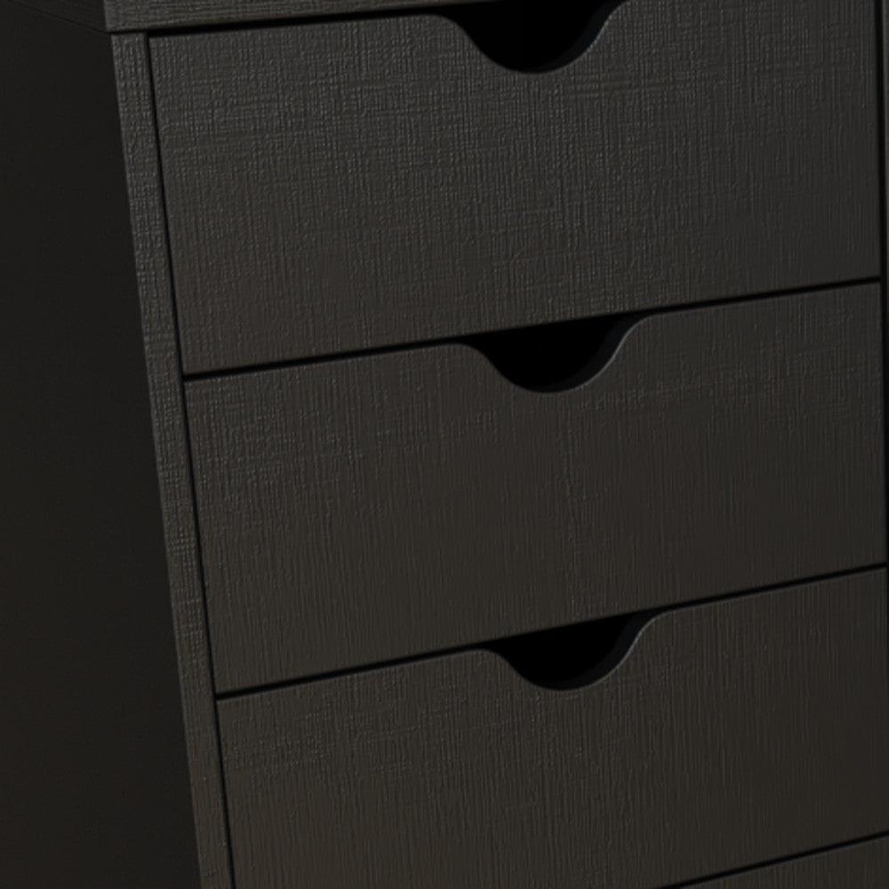 16" Black Solid Wood Five Drawer Lingerie Chest-3