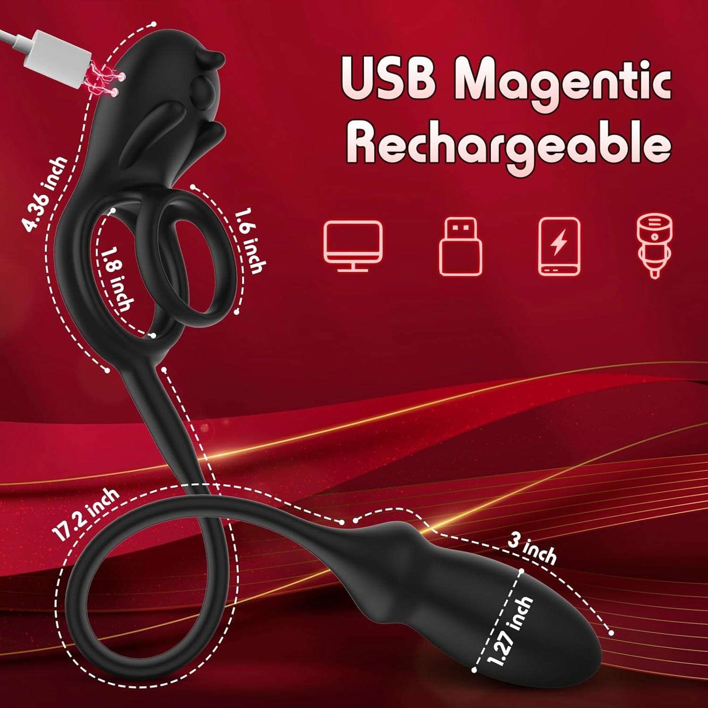 RippleTouch Dual Stimulation Penis Ring Butt Plug-4