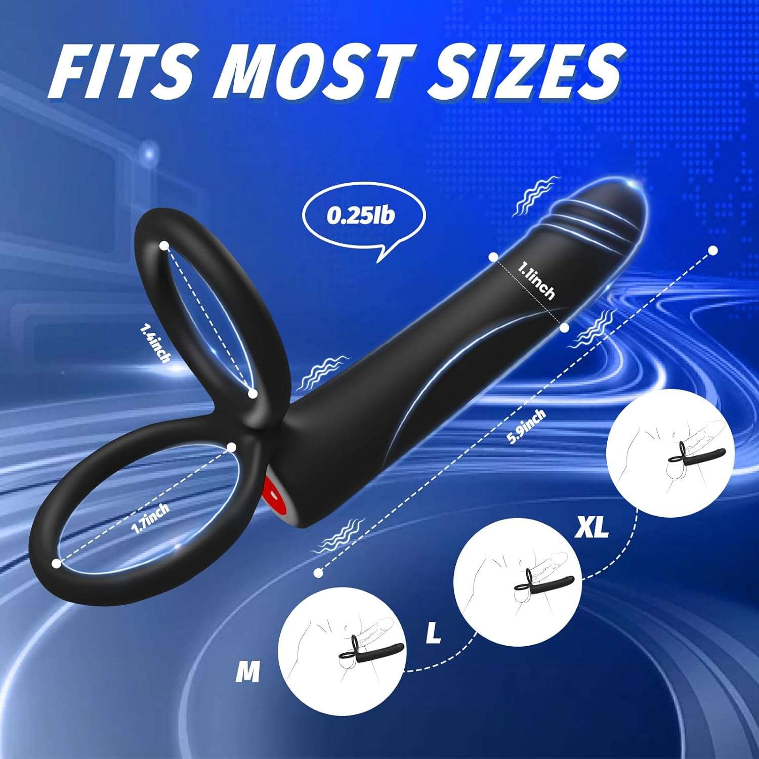 Enhanced Vibrating Pleasure Penis Ring Butt Plug Dildo-2