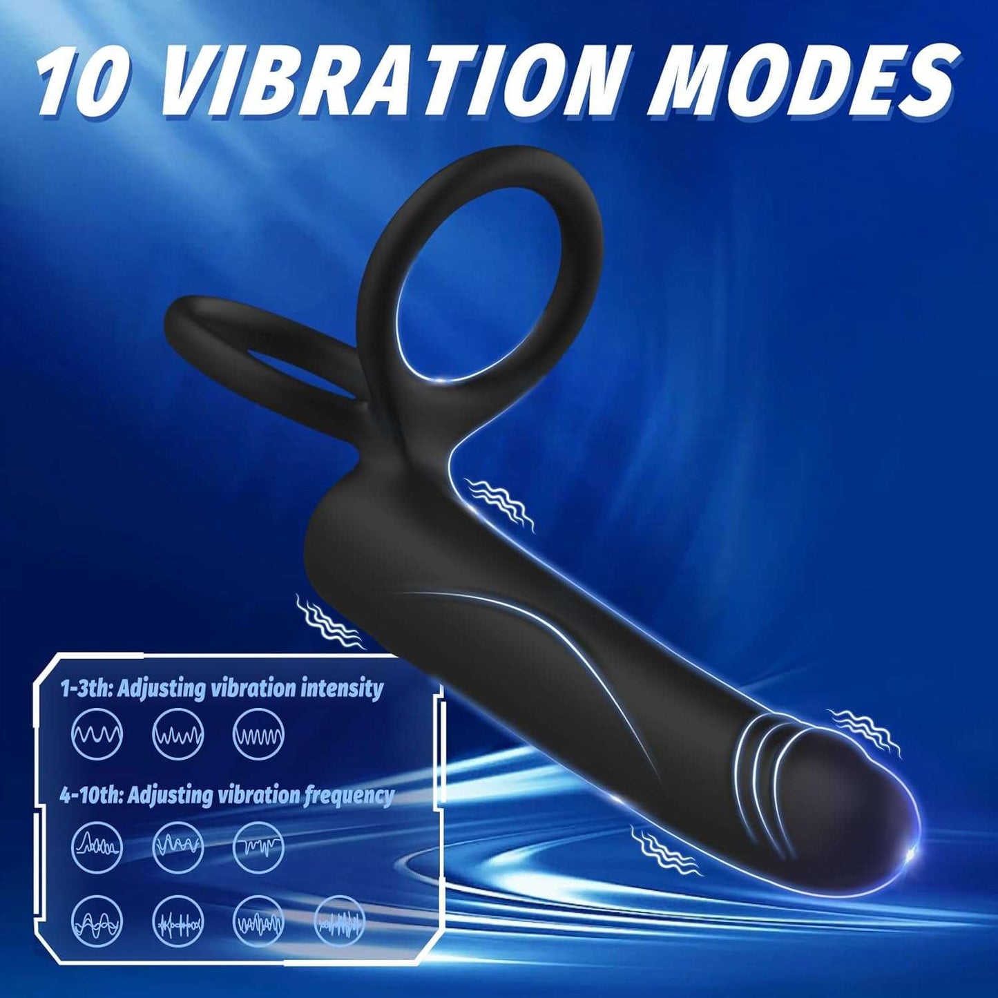 Enhanced Vibrating Pleasure Penis Ring Butt Plug Dildo-3