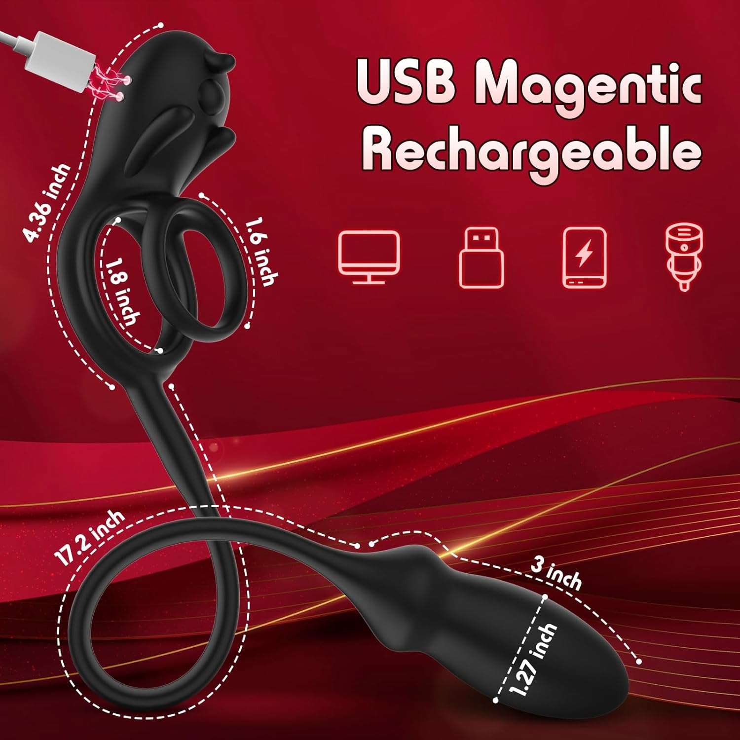 RippleTouch Dual Stimulation Penis Ring Butt Plug-4