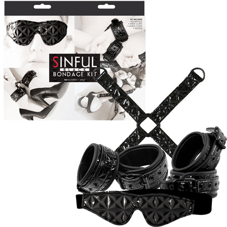 Sinful Vinyl Bondage Kit Black-0