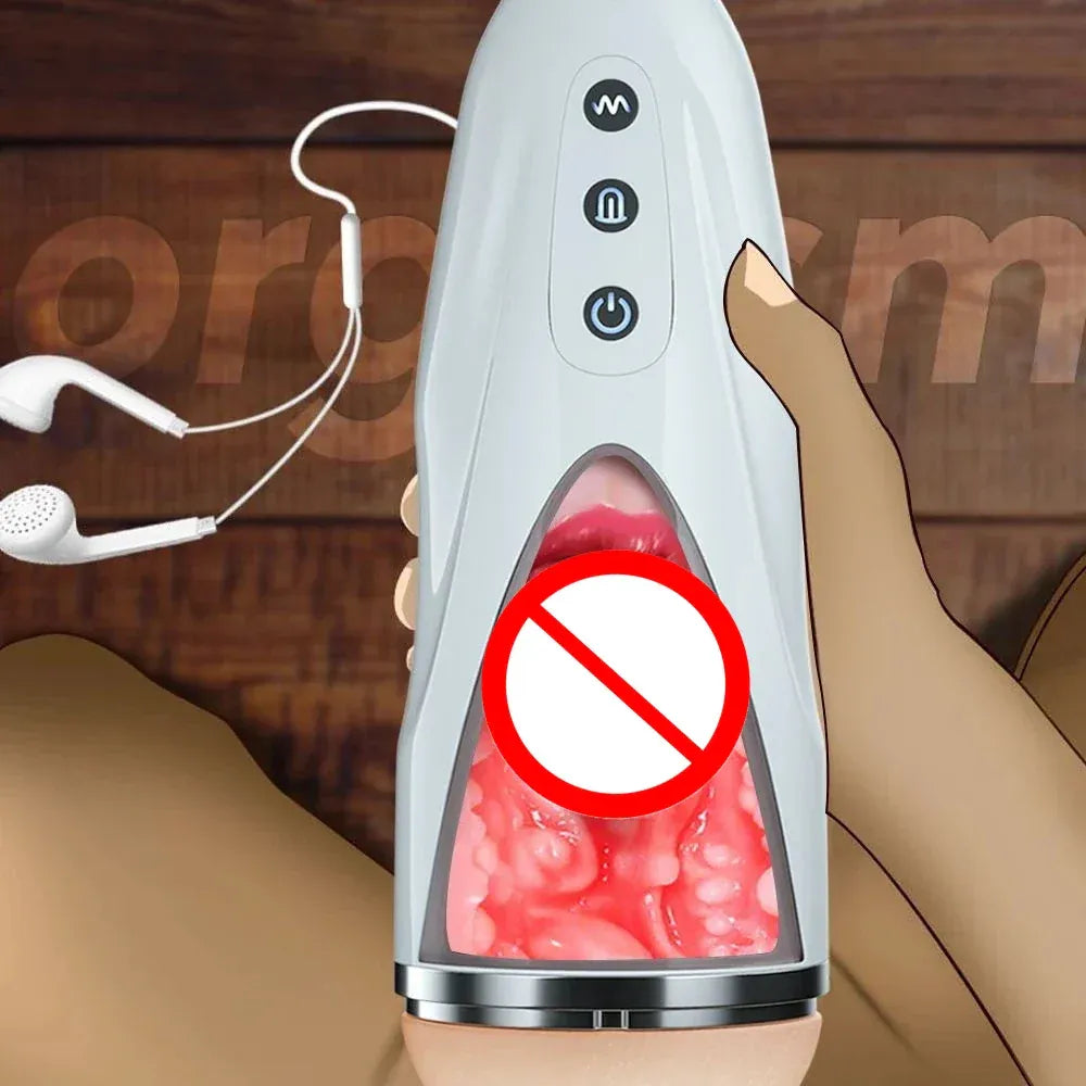 Powerful Male Masturbator Cup for Oral Sex Training Realistic Vagina Toy for Men-4