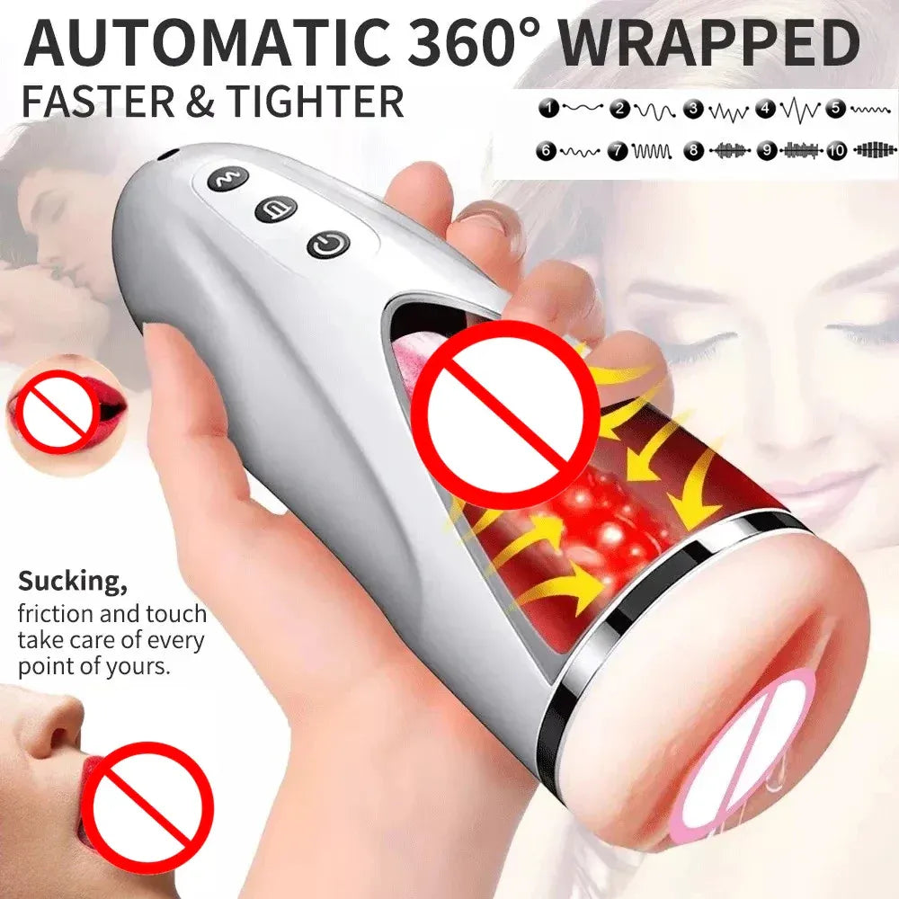 Powerful Male Masturbator Cup for Oral Sex Training Realistic Vagina Toy for Men-1